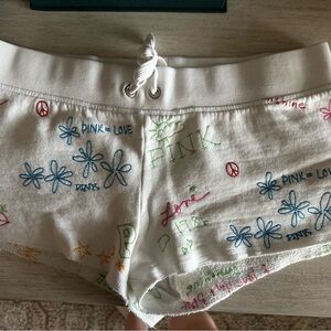 Rare Victoria's Secret White Embroidered Athletic Shorts